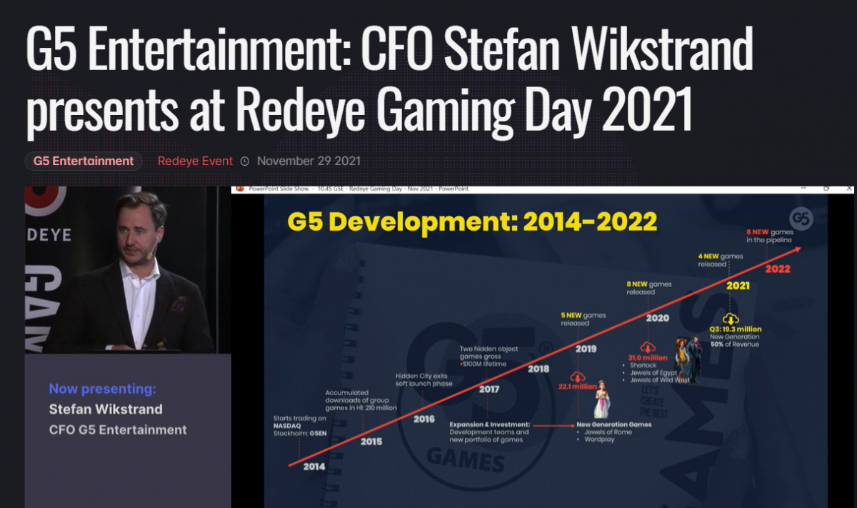 CFO Stefan Wikstrand presentation från Redeye Gaming Day